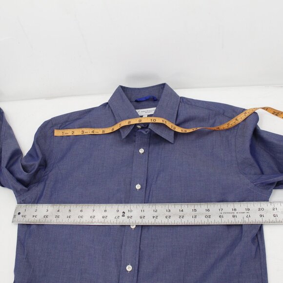 Teddy Stratford Shirt Mens 2 Blue Button Up Hidden Zipper Long Sleeve Preppy - Picture 11 of 12